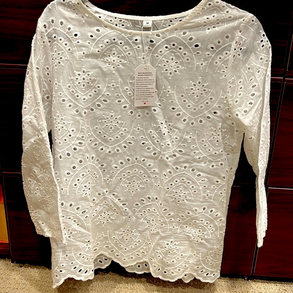 White eyelet blouse